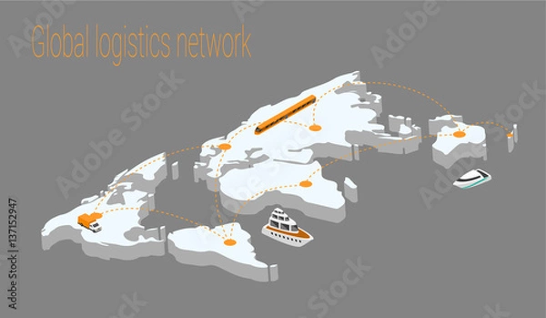 Obraz Map world isometric concept. 3d flat illustration