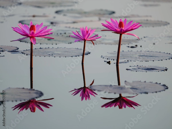 Obraz pink flowers and leaves