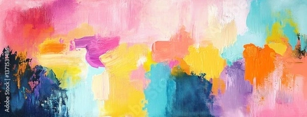 Fototapeta Vibrant Abstract Expressionism Watercolor Acrylic Painting with Bold Brush Strokes and Pastel Colors in Dynamic Composition