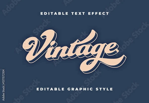 Obraz Beige And Blue Retro Vintage Script Text Effect