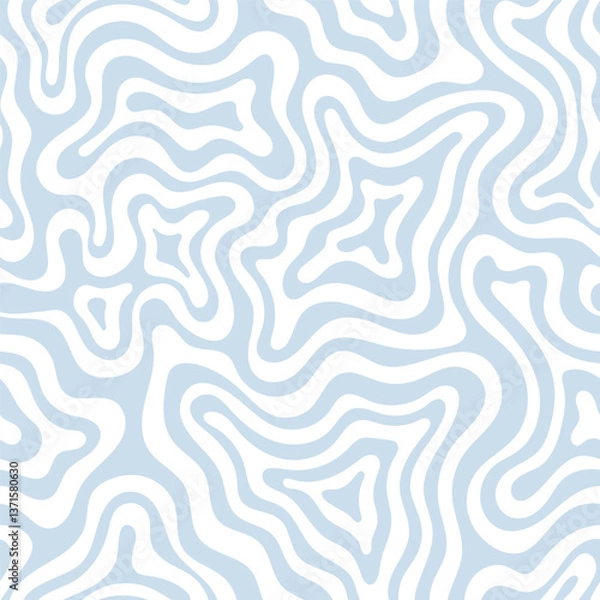 Obraz Abstract seamless pattern with wavy lines. Groovy vintage psychedelic vector background. Quirky retro allover print for fabric, clothes, package design