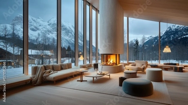 Fototapeta Modern Mountain Lodge Interior