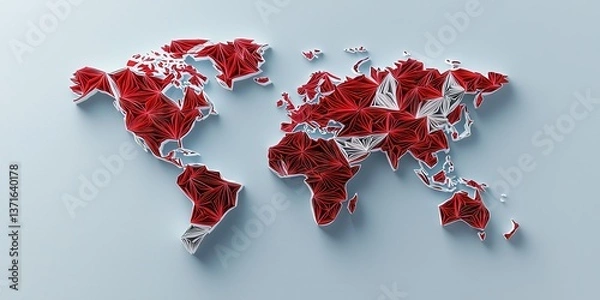 Fototapeta Global Quilling: A handcrafted map of the world, symbolizing global connections and artistic expression.