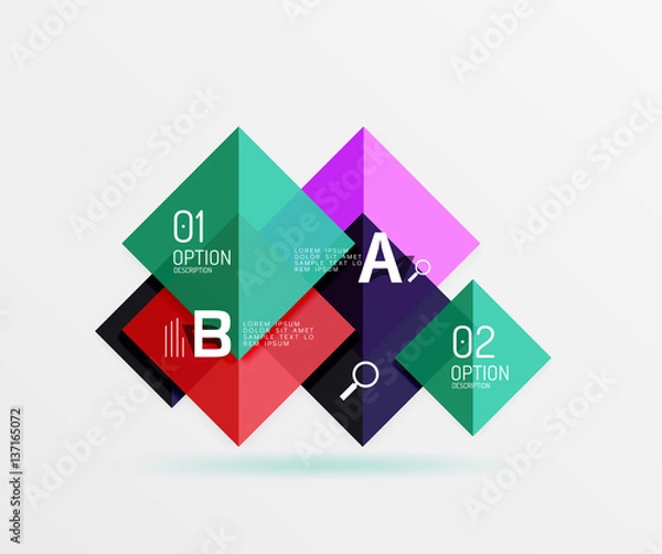 Fototapeta Overlapping square infographics