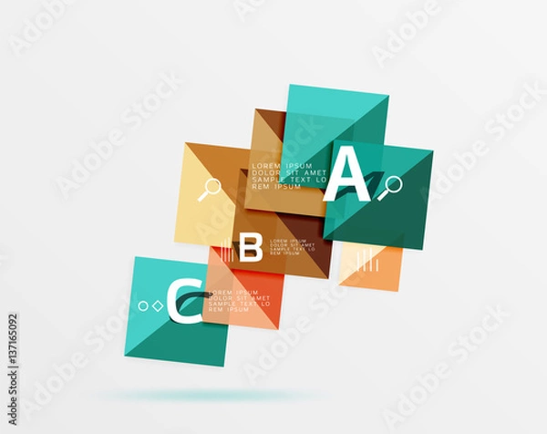 Fototapeta Overlapping square infographics