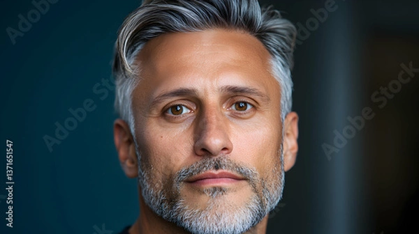 Fototapeta Closeup Portrait of a Man with Gray Hair and Beard