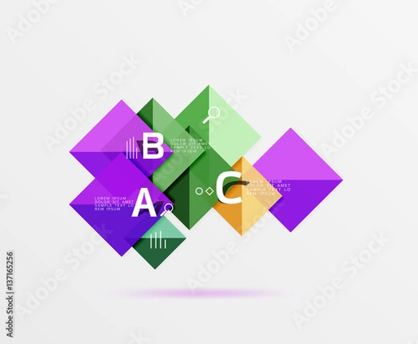 Fototapeta Overlapping square infographics