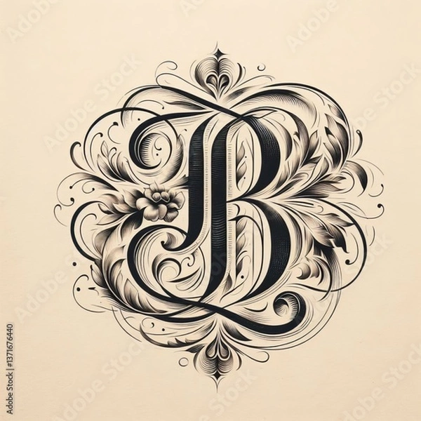 Fototapeta custom script monogram of initials presented