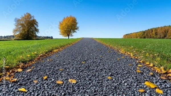 Obraz Autumn Pathway Through Grassy Field