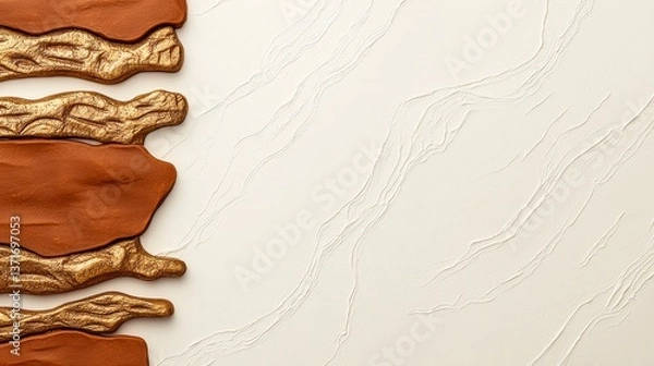Obraz Brown And Gold Rectangular Shapes On Light Beige Background