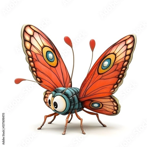 Obraz Cartoon Butterfly With Colorful Wings