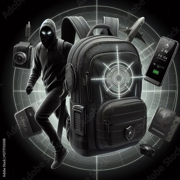 Fototapeta Anti theft RFID blocking backpack with slash proof material USB