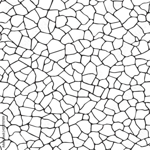 Fototapeta Seamless mosaic of small stones. Vector background. Natural monochrome illustration