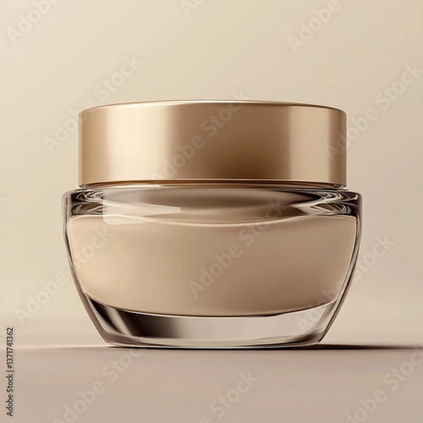 Obraz Elegant Skincare Cream Jar mockup with Gold Lid