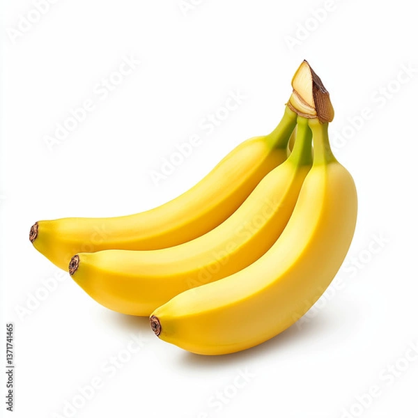 Obraz Bunch of ripe yellow bananas on white background