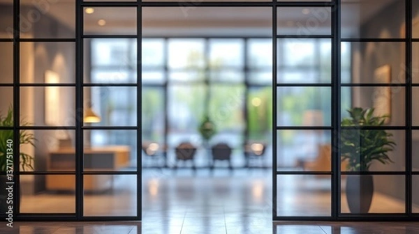 Obraz Modern office interior showcasing a glass partition and conference room