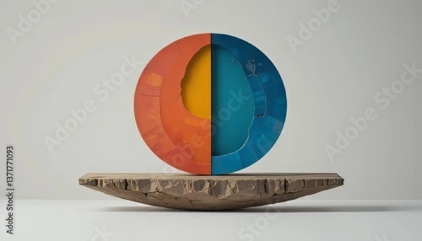 Obraz Abstract Circular Sculpture with Color Segmentation