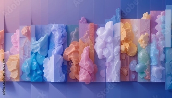 Obraz Abstract Fluid Forms and Pastel Colors