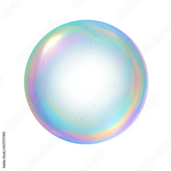 Obraz soap foam bubble colorful sphere on transparent background PNG