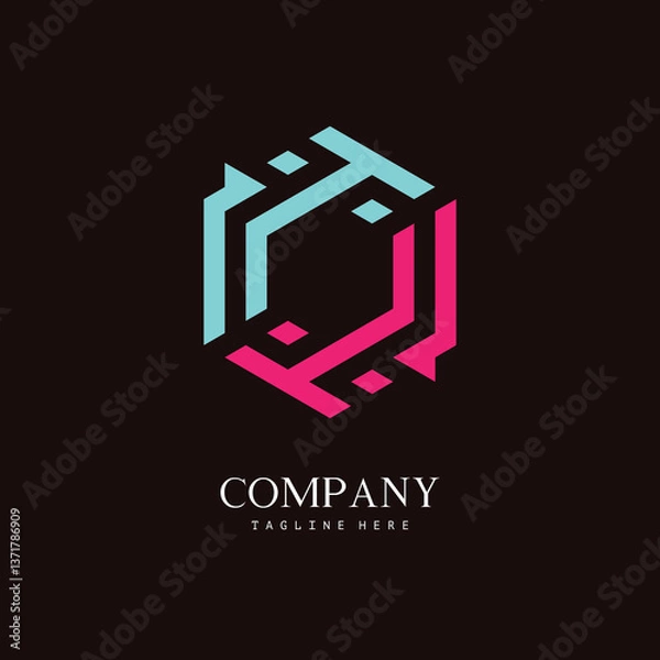 Fototapeta A unique, hexagon-shaped monogram logo with the initial letter I and T. Suitable for various businesses.