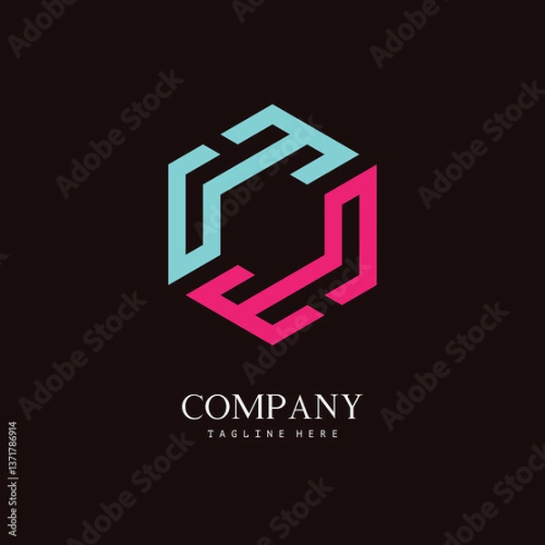 Fototapeta A unique, hexagon-shaped monogram logo with the initial letter U and T. Suitable for various businesses.