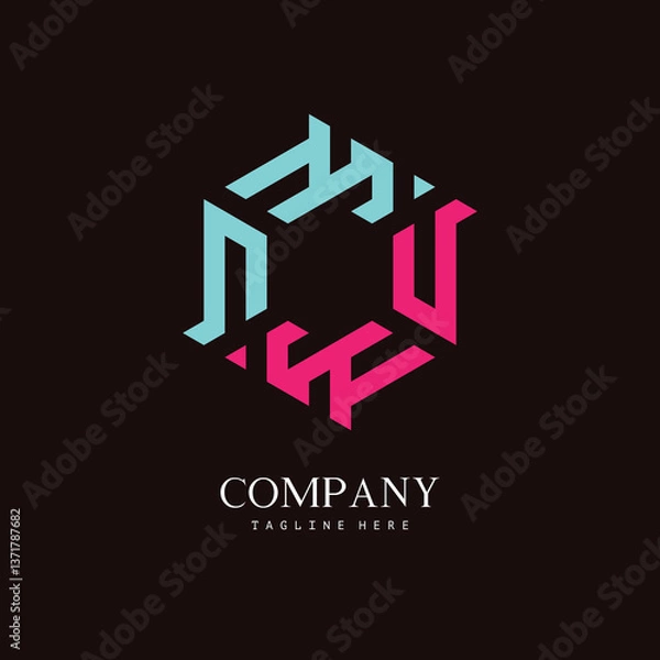 Fototapeta A unique, hexagon-shaped monogram logo with the initial letter M and U. Suitable for various businesses.