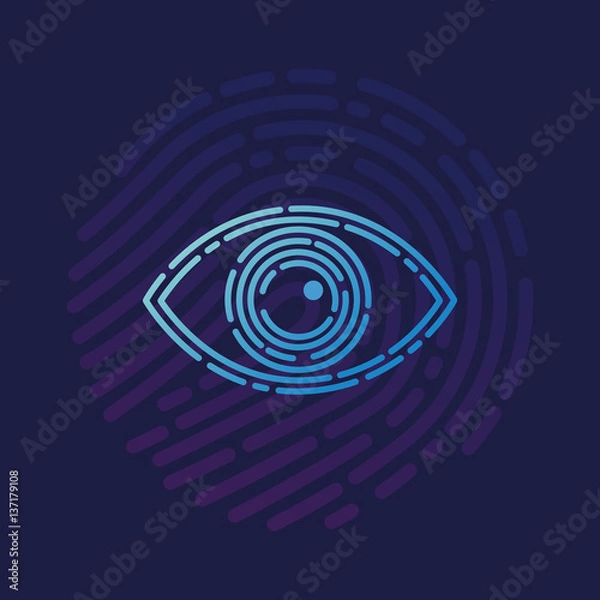 Obraz Vector icon cyber security eye logo surveillance fingerprint