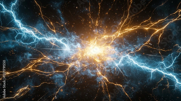 Fototapeta 雷鳴の裂け目 ― 空を駆ける光のエネルギー