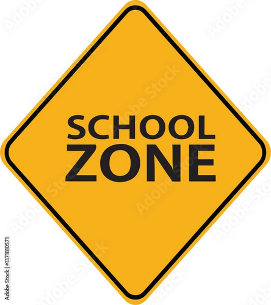 Obraz School Zone Icon with Text Safety Traffic Sign