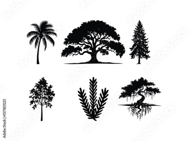 Fototapeta Tree Silhouettes Vector Eco-Friendly Designs