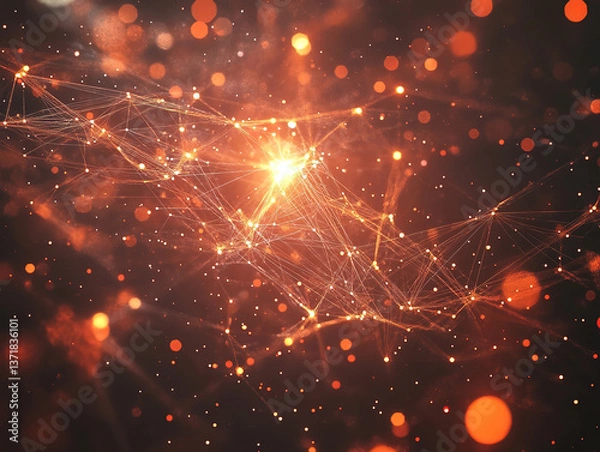 Obraz Vibrant Abstract Background with Glowing Lines and Particles