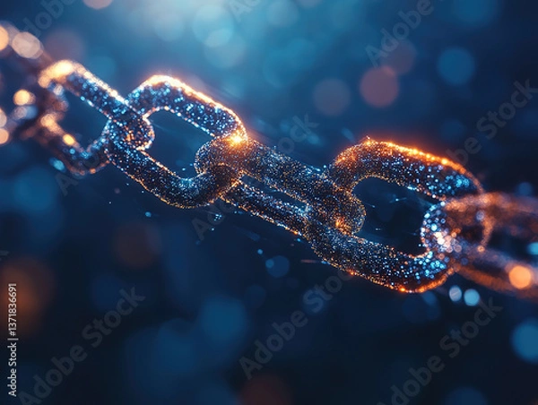 Fototapeta Glowing Chain Link with Sparkling Effects
