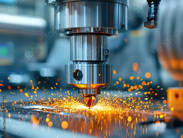 Fototapeta Laser Cutting Machine in Action