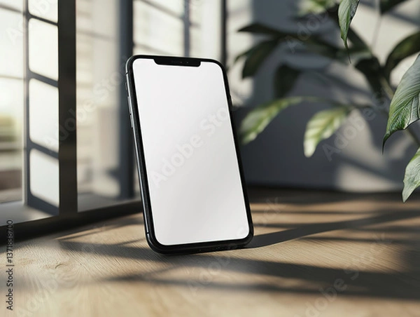 Fototapeta Modern Smartphone with Blank Screen in Natural Light