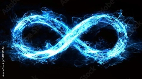 Fototapeta Dynamic glowing lines create a mesmerizing blue infinity symbol.