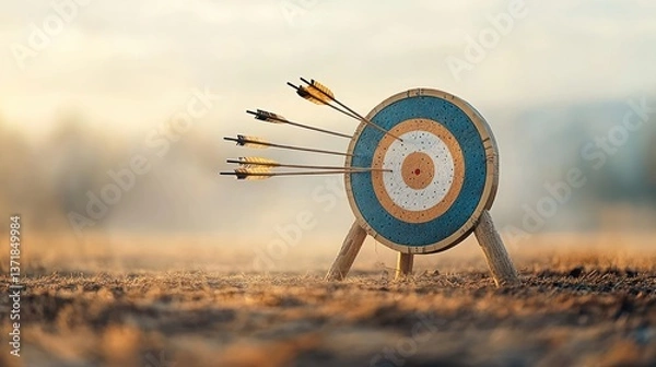 Fototapeta Archery target with missed arrows