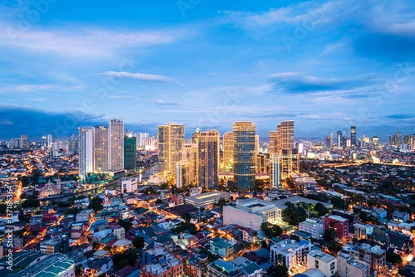 Obraz Panoramę miasta Makati w nocy. Manila, Filipiny.