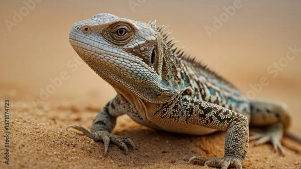 Fototapeta Desert Lizard Close-up: Detailed Reptile Texture