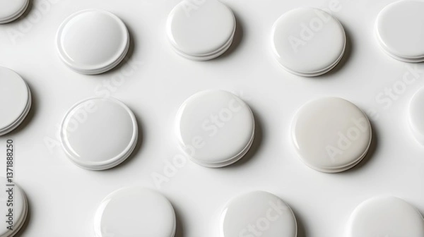 Fototapeta White_badge_mockup_showcasing_various_styles