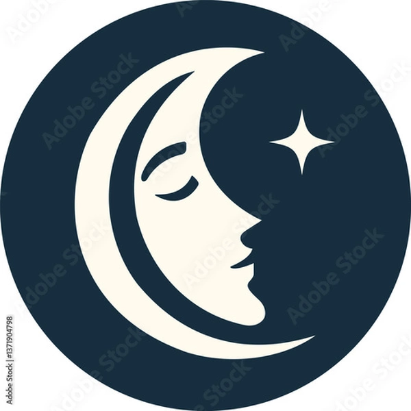 Obraz the moon and the face of a woman in a circle