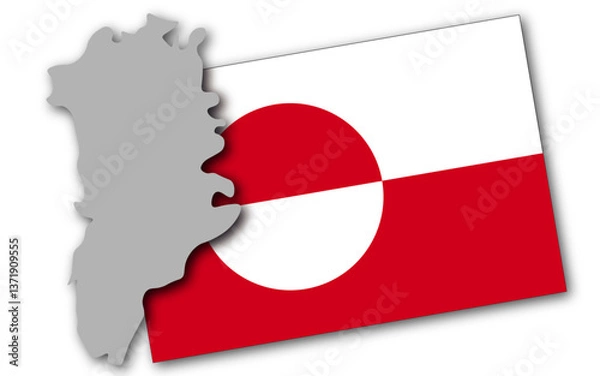 Fototapeta Stylized map and flag of Greenland