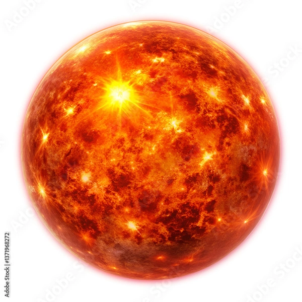 Fototapeta High-Quality Realistic Sun – Isolated on Transparent Background.