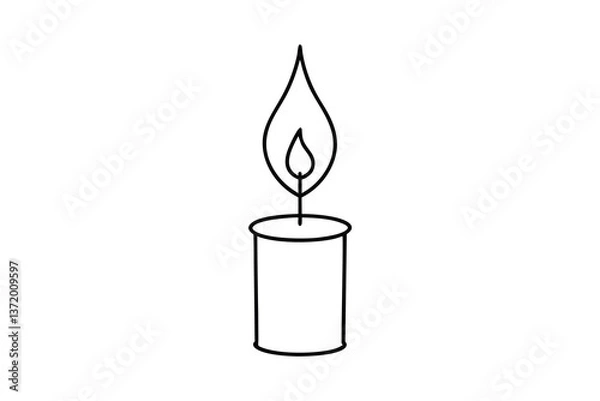 Fototapeta Simple Line Art Candle Drawing Flame, Wick, Light, Wax