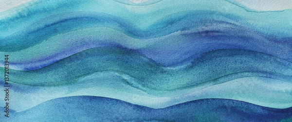 Fototapeta Abstract wave hand painted watercolor background