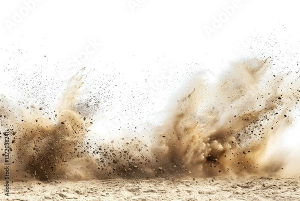 Fototapeta Sharp Picture of Dry Sand Blast Concept on White Background