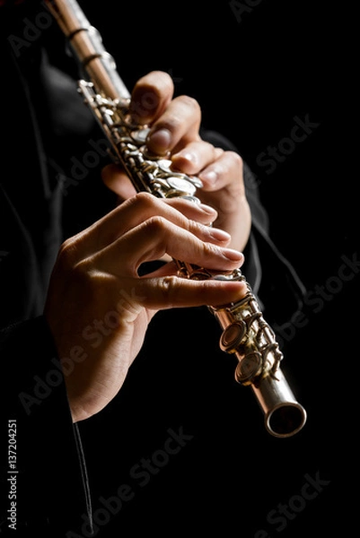 Obraz Flute in hands - music background