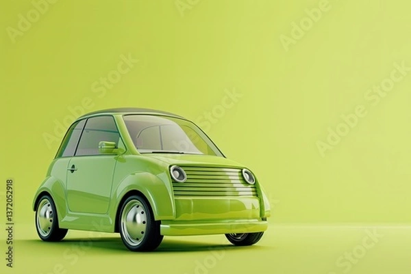Fototapeta High Definition Image of 3D Illustration Green City Car 3D Rendering
