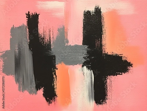 Fototapeta Abstract art of brushstrokes featuring several colorful layered segments