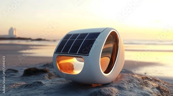 Fototapeta A futuristic solar-powered cooling device, designed to be worn as a personal air conditioner,
