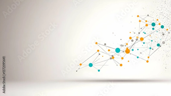 Fototapeta Minimalist Abstract Background with Orange and Blue Spheres on White Surface